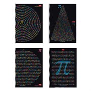 Тетрадь А4 80 л., HATBER, гребень, клетка, обложка картон, "Число Пи" (микс в спайке), 077327, 80Т4В1гр