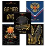 Тетрадь А5 48 л,. HATBER скоба, клетка, матовая ламинация, 3D-фольга, "Для мальчиков" (микс), 087357, 48Т5лофВ1