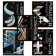 Тетрадь обложка пластик с печатью, А5, 80 л., скоба, клетка, HATBER, "Хештег" (микс в спайке), 090260, 80Т5В1пл