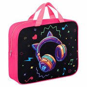 Папка на молнии с ручками BRAUBERG А4, 1 отделение, полиэстер, 80 мм, "Headphones", 273302