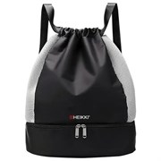 Рюкзак спортивный мешок HEIKKI ACTION (ХЕЙКИ) с отделением для обуви, вентилируемые стенки, 45х34 см, "Total black", 273455