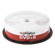 Диск DVD+R SONNEN, 4,7 Gb, 16x, Cake Box (упаковка на шпиле), КОМПЛЕКТ 25 шт., 513532