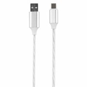 Кабель с LED-подсветкой USB 2.0-Type-C, 1 м, RED LINE, белый, УТ000022103