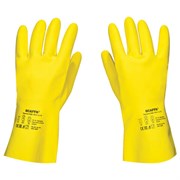 Перчатки латексные SCAFFA "Луч", КЩС-2, хлопчатобумажное напыление, размер 10, XL (очень большой), желтые, 00-01017719