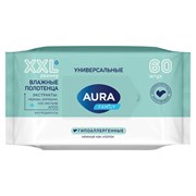 Полотенца влажные 60 шт., XXL, AURA "Family", универсальные, 14403