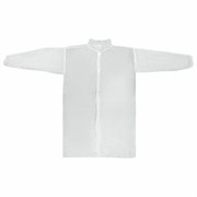 Халат одноразовый белый на липучках КОМПЛЕКТ 10 шт., XXXL, 60-62 размер, 110 см, рукав на резинке, 30 г/м2, ОПТИТРЕЙД