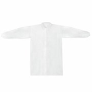 Халат одноразовый белый на липучках КОМПЛЕКТ 10 шт., 4XL, 64-66 размер, 110 см, рукав на резинке, 30 г/м2, ОПТИТРЕЙД