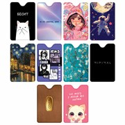 Обложка-карман для карт и пропусков с вырезом "Cool Mix", 95х65 мм, 10 дизайнов ассорти, ПВХ, STAFF, 238878