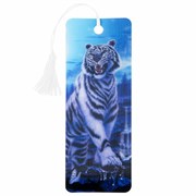 Закладка для книг с линейкой 3D-ОБЪЕМНАЯ BRAUBERG, "Белый тигр", с декоративным шнурком, 125754