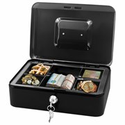 Ящик для денег, ценностей, документов, печатей, 90х180х250 мм, ключевой замок, черный, BRAUBERG, 291349