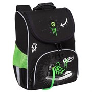 Ранец GRIZZLY анатомическая спинка, с мешком для обуви, для мальчиков, "SNEAKER", черный, 33х25х13 см, RAm-585-8/1