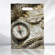 Пакет с вырубной ручкой ПВД, 40х31,5 см, "Грэй Глосс Карта", 50 мкм, н00228277