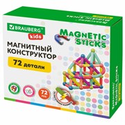 Магнитный конструктор MAGNETIC STICKS, 72 магнитные детали, BRAUBERG KIDS, 665722