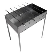 Мангал сборный стальной, размер 500х300х500 мм + 6 шампуров из нержавеющей стали, в коробке, 701728