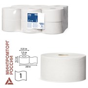 Бумага туалетная 200 метров, Tellus/TORK (Система T2) UNIVERSAL, 1-слойная, КОМПЛЕКТ 12 рулонов, 120197