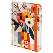 Ежедневник датированный 2026 с резинкой 145х203 мм, А5, BRAUBERG, твердый, "Букет", 117339