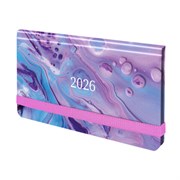 Еженедельник датированный 2026 с резинкой 171х93 мм, BRAUBERG, твердый, УФ-ЛАК, 64 л., "Мрамор", 117352