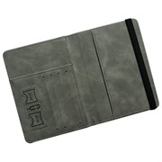 Обложка для паспорта и документов с защитой от считывания, 9 карманов, резинка, экокожа, серая, BRAUBERG, 238749