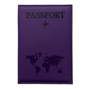 Обложка для паспорта "Passport map", экокожа soft-touch, фиолетовая, STAFF, 238762