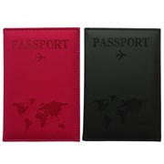 Обложка для паспорта НАБОР 2 штуки, экокожа soft-touch, черная/малиновая, STAFF, 238767