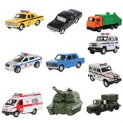 Машина металлическая коллекционная АССОРТИ 3, длина 10-15 см, инерционная, 10 видов, ТЕХНОПАРК, N-003, 2106-12-BU