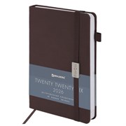 Ежедневник датированный 2026, А5, 138x213 мм, BRAUBERG "Control", под кожу, держатель для ручки, коричневый, 117122