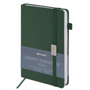 Ежедневник датированный 2026, А5, 138x213 мм, BRAUBERG "Control", под кожу, держатель для ручки, зеленый, 117123