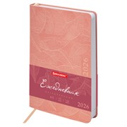 Ежедневник датированный 2026 А5 138x213 мм, BRAUBERG "Foliage", под кожу, гибкий, розовый, 117129