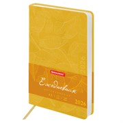 Ежедневник датированный 2026 А5 138x213 мм, BRAUBERG "Foliage", под кожу, гибкий, желтый, 117130
