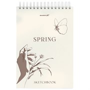 Скетчбук, белая бумага 100 г/м2, 140х201 мм, 60 л., гребень, жёсткая подложка, BRAUBERG ART, Ассорти Beige, 116904