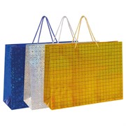 Пакет подарочный 45x13x33 см (XL), НАБОР 3 шт., 3 дизайна, голография, ЗОЛОТАЯ СКАЗКА, 609736