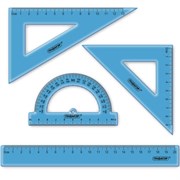 Набор чертежный ПИФАГОР (линейка 20 см, 2 треугольника, транспортир), тонированный, европодвес, 210854