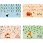 Альбом для рисования А4 48 л., спираль, обложка картон, HATBER, 205х290 мм, "Счастливчики" (4 вида), 067355, 48А4Всп