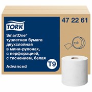 Бумага туалетная 130 м, Tellus/TORK (Система T9) SmartOne, ADVANCED, КОМПЛЕКТ 12 рулонов, 2-слойная, белая, 472261