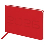 Еженедельник датированный 2026 МАЛЫЙ ФОРМАТ 105х160 мм, А6, BRAUBERG "Imprint", тиснение, красный, 117211