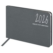 Еженедельник датированный 2026 МАЛЫЙ ФОРМАТ 105х160 мм, А6, BRAUBERG "Blaze", фольга, серый, 117218