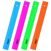 Линейка пластиковая 25 см, ПИФАГОР, неоновая, ассорти, 210790