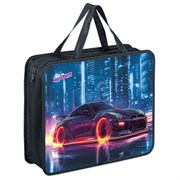 Папка на молнии с ручками ЮНЛАНДИЯ А4, 1 отделение, пластик, 80 мм, "Fire wheels", 273364