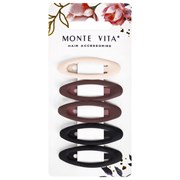 Заколки для волос НАБОР 5 шт., 5 см, клик-клак, матовые, ассорти, MONTE VITA (МОНТЕ ВИТА), 457078