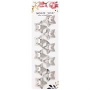 Заколки для волос НАБОР 10 шт., 3 см, клик-клак, звездочки, глянцевый, серебристый, MONTE VITA (МОНТЕ ВИТА), 457083