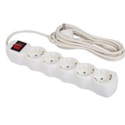 Сетевой фильтр СУ10-005 5 розеток, с заземлением, выключатель, 16 А, 3 м, белый, 7044