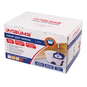 Швабра с отжимом и ведром 18л/8л, центрифуга, отжим педалью, 2 флаундера/насадки круглый и прямоугольный, бело-синий, LAIMA 603625