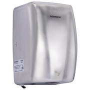 Сушилка для рук ВЫСОКОСКОРОСТНАЯ АНТИВАНДАЛЬНАЯ SONNEN K2020, 1000 Вт, 100 м/с, IPX3, 72 дБ, нержавеющая сталь, 607193