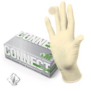 Перчатки смотровые латексные 50 пар (100 штук), CONNECT, размер 7-8, M (средний)