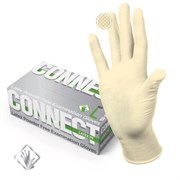 Перчатки смотровые латексные 50 пар (100 штук), CONNECT, размер 8-9, L (большой)