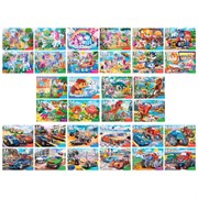 Пазлы картонные 12 элементов + 54 элемента, КОМПЛЕКТ 32 шт., поле 17,5х13 см, РЫЖИЙ КОТ