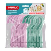 Прищепки бельевые с крючком 13 см, КОМПЛЕКТ 10 штук, пластик, ассорти, PRIMILA (ПРИМИЛА) EXTRA, 700519