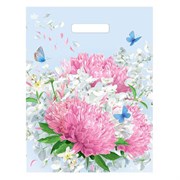 Пакет с вырубной ручкой ПВД, 40х31 см, "Нежная хризантема", 30 мкм, н00178360