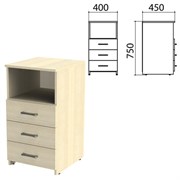 Тумба приставная "Канц", 400х450х750 мм, 3 ящика, полка, цвет дуб молочный (КОМПЛЕКТ)
