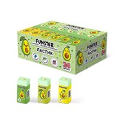 Ластик FUNSTER (ФАНСТЕР) "AVOCADO", 50х21х16 мм, прямоугольный, картонный держатель, экологичный ПВХ, ассорти, 272723